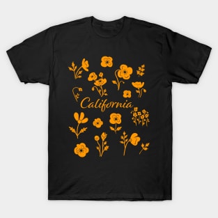 California Poppy Pattern T-Shirt